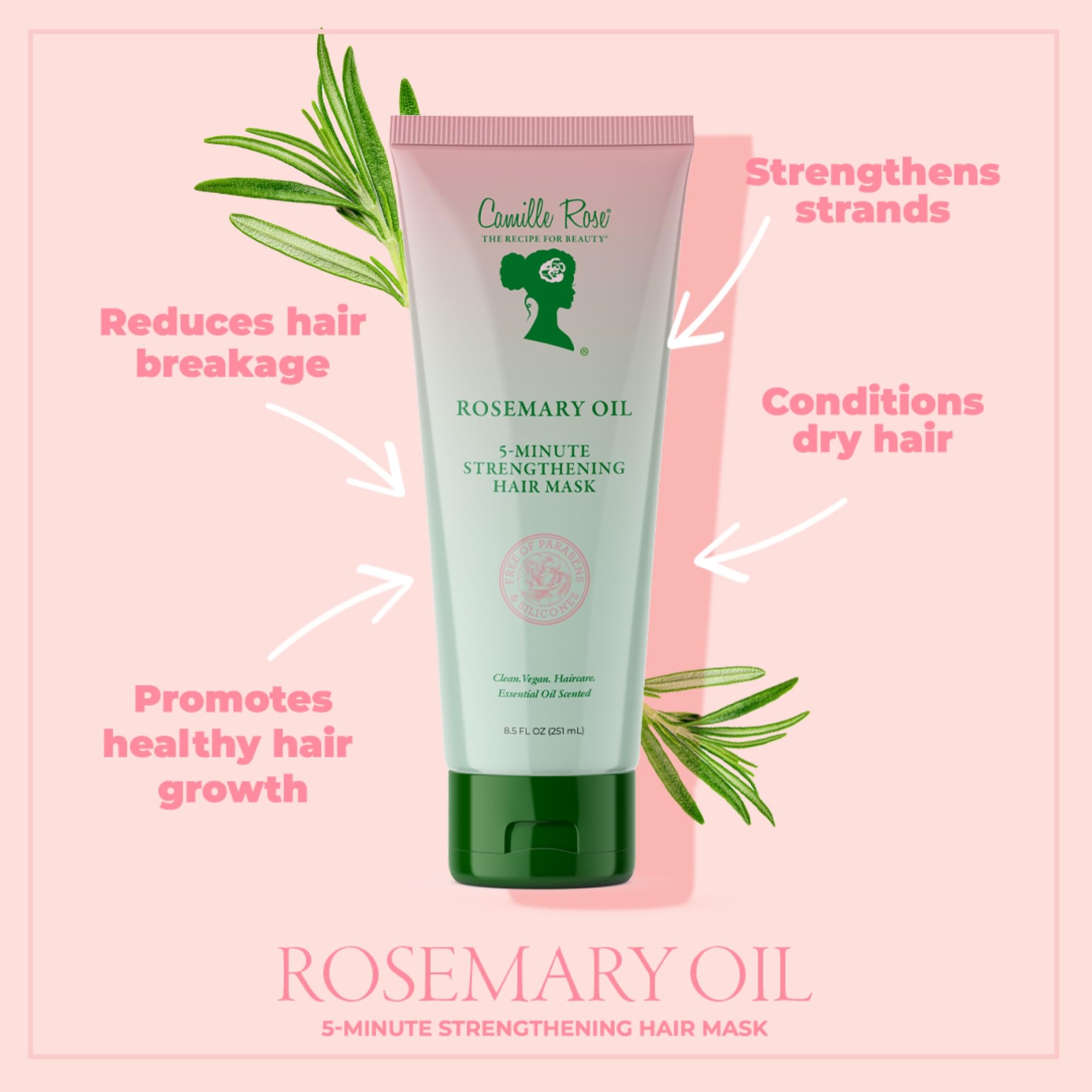 Camille Rose Rosemary Oil 5 Minute Deep Strengthening Hair Mask and Conditioner - Thumbnail 3