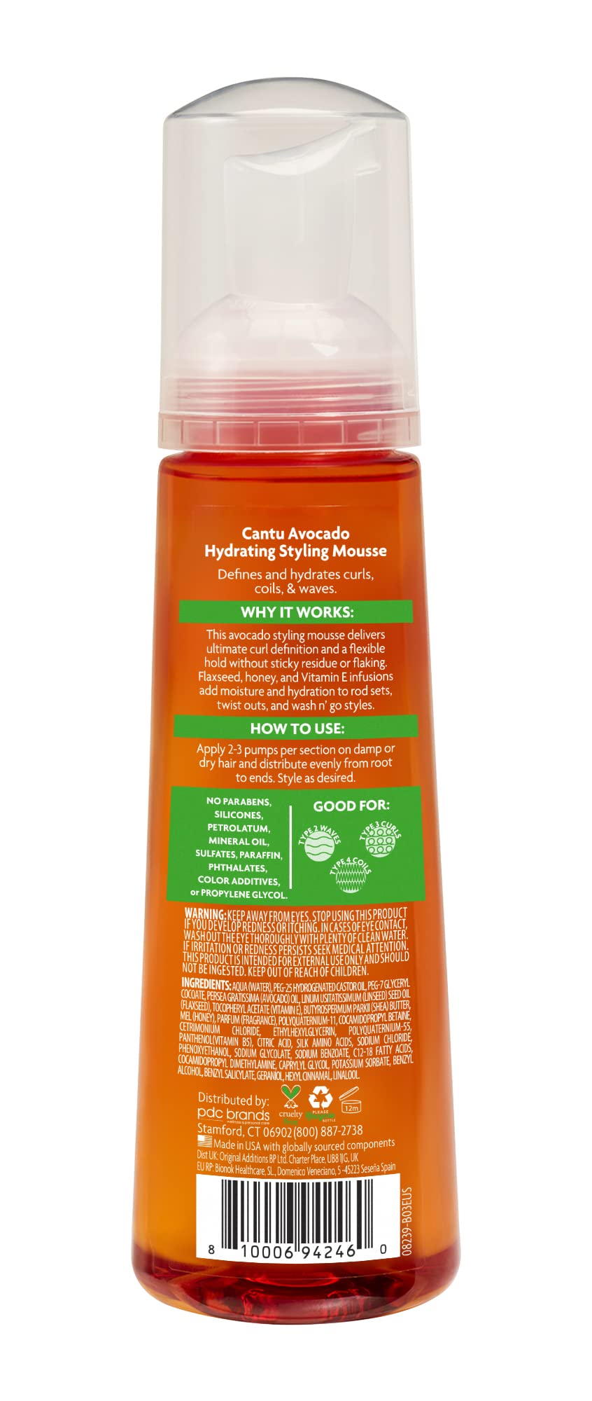 Cantu Avocado Hydrating Mousse 8.4 Fl Oz 248 ml - Thumbnail 2