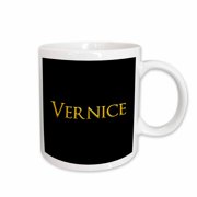 3drose Vernice Favored Girl Baby Name In the Usa. Yellow On Black Gift Mug 11 oz