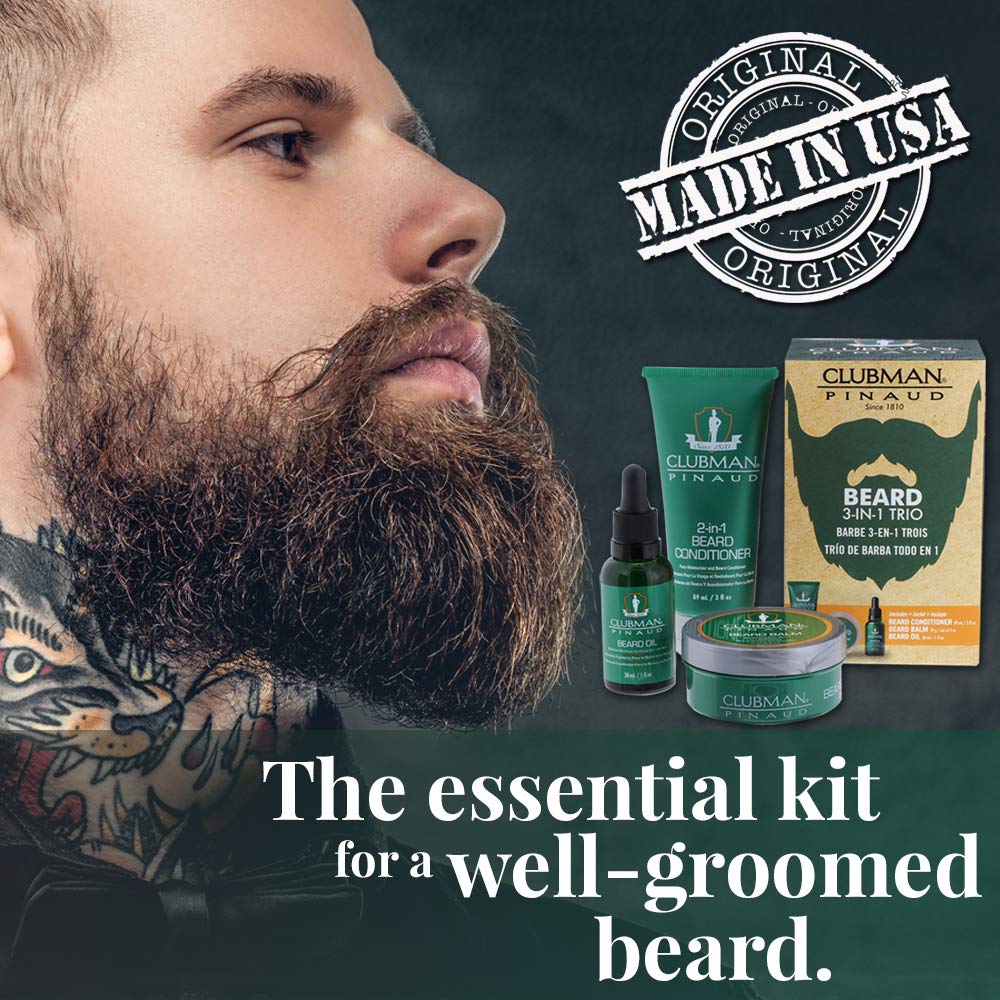 Clubman Pinaud 3 In 1 Beard Kit Includes Conditioner Beard Oil and Balm Starter - Thumbnail 2