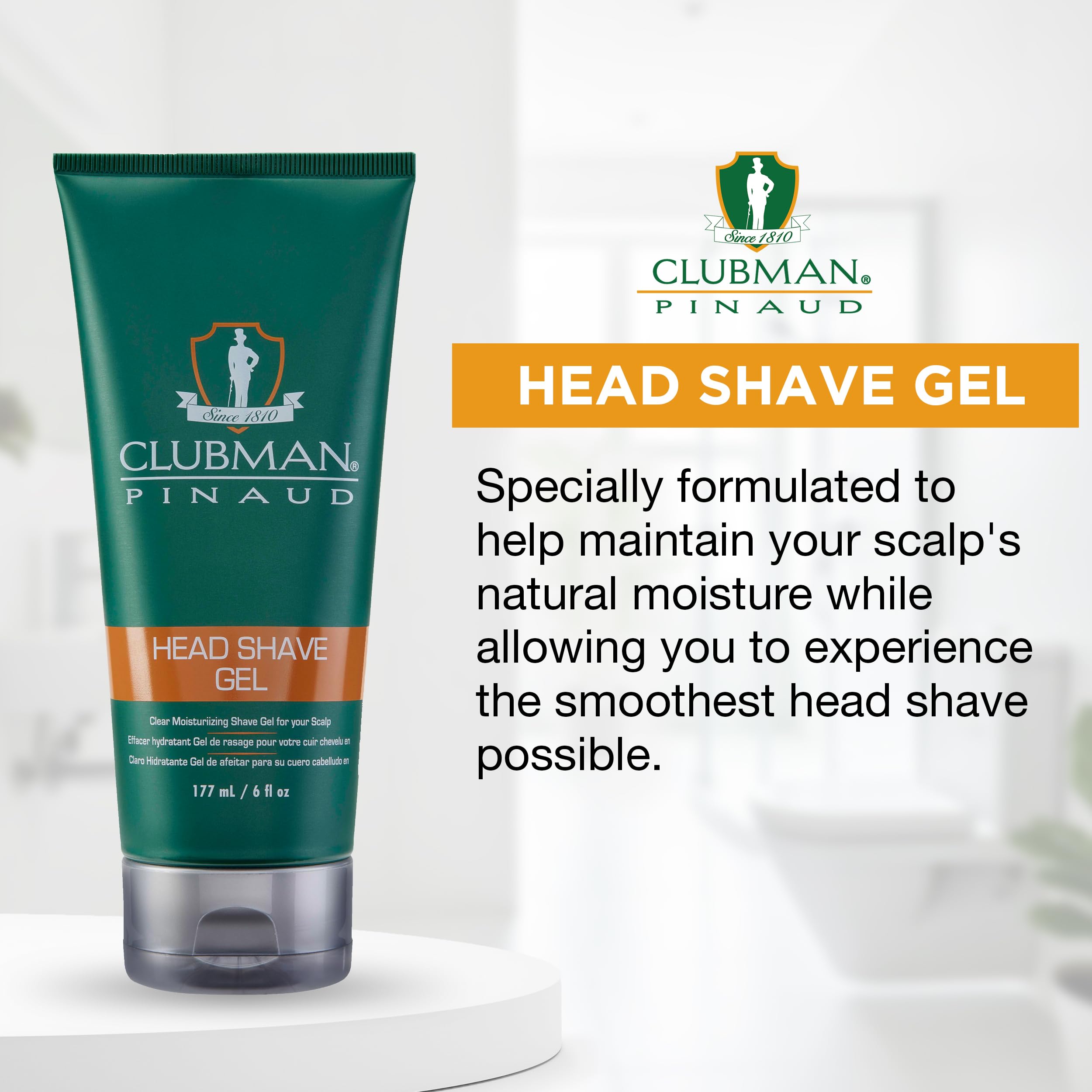 Clubman Pinaud Head Shave Gel Clear Moisturizing Shaving Gel Hydrating Facial - Thumbnail 3