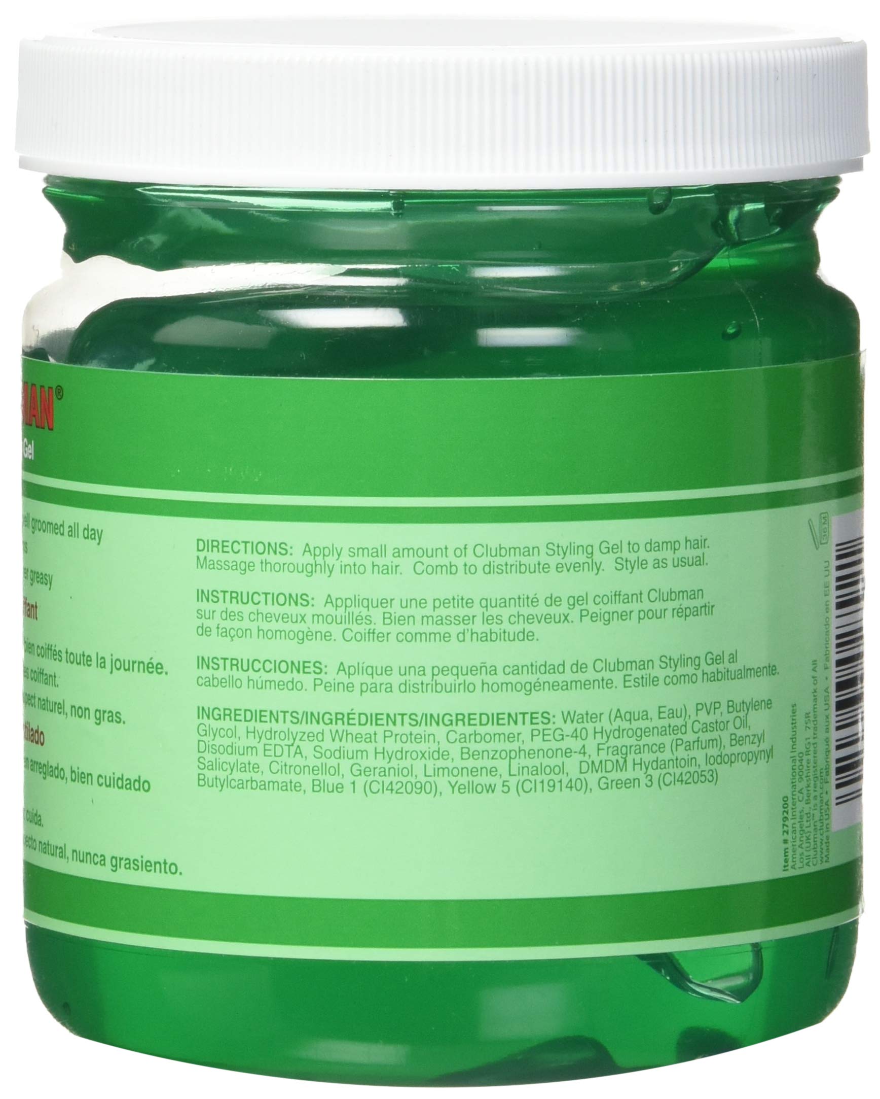 Clubman Pinaud Hair Styling Gel Regular Hold High Shine Hair Gel Alcohol Free - Thumbnail 3