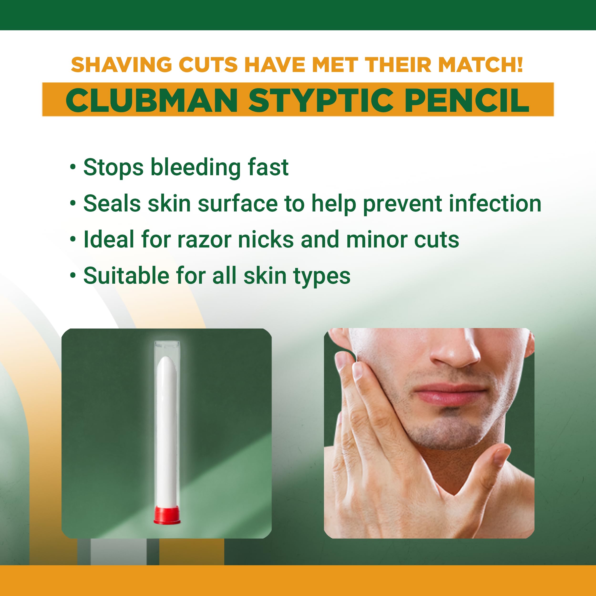 Clubman Pinaud Travel Size Styptic Pencil Quick Nick Cut Healing for Shaving - Thumbnail 3