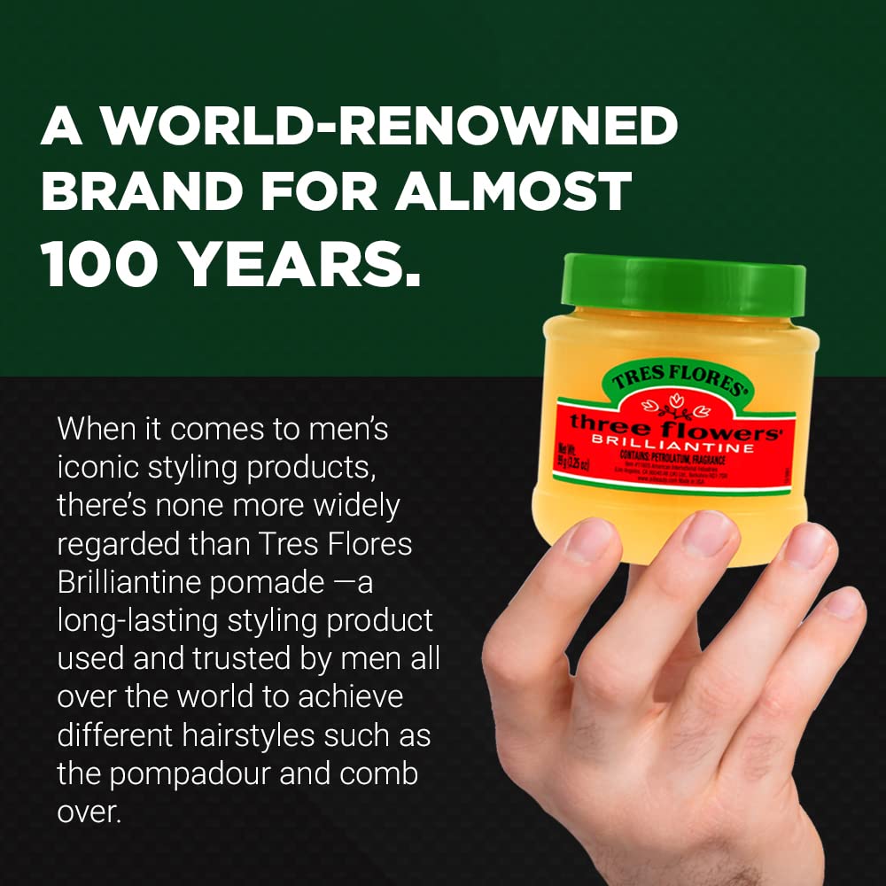 Three Flowers Brilliantine Pomade Solid 3.25 oz - Thumbnail 2