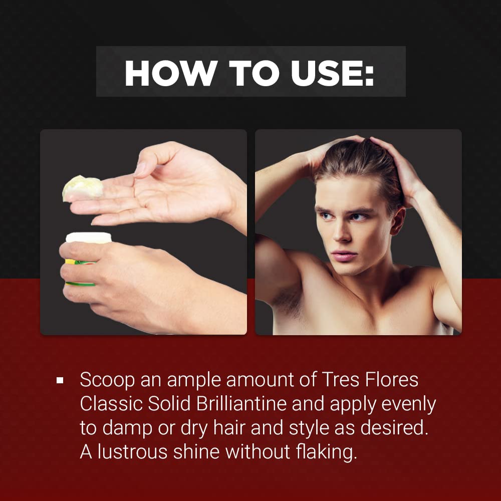 Three Flowers Brilliantine Pomade Solid 3.25 oz - Thumbnail 3