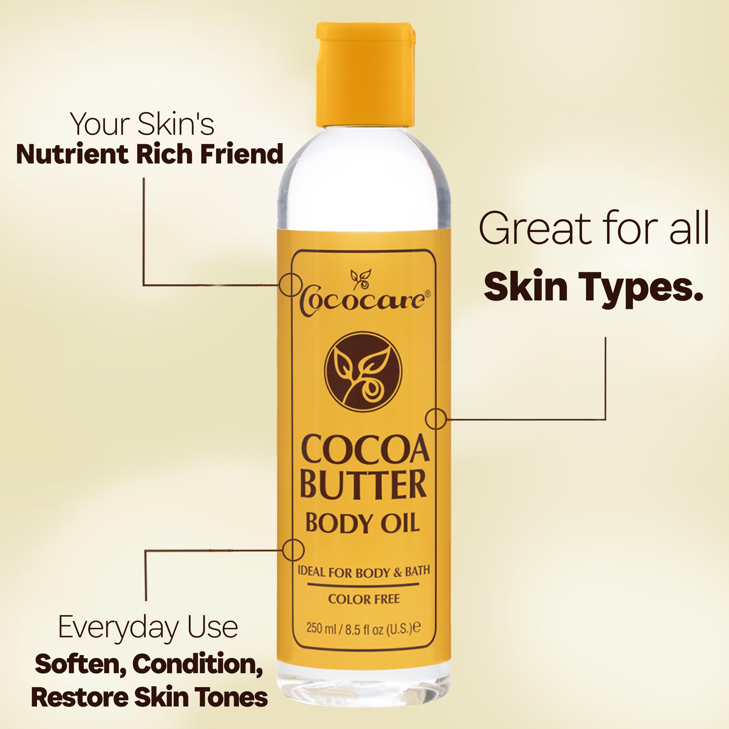Cococare Cocoa Butter Body Oil Lightweight and Fast Absorbing 8.5 Fl Oz - Thumbnail 2