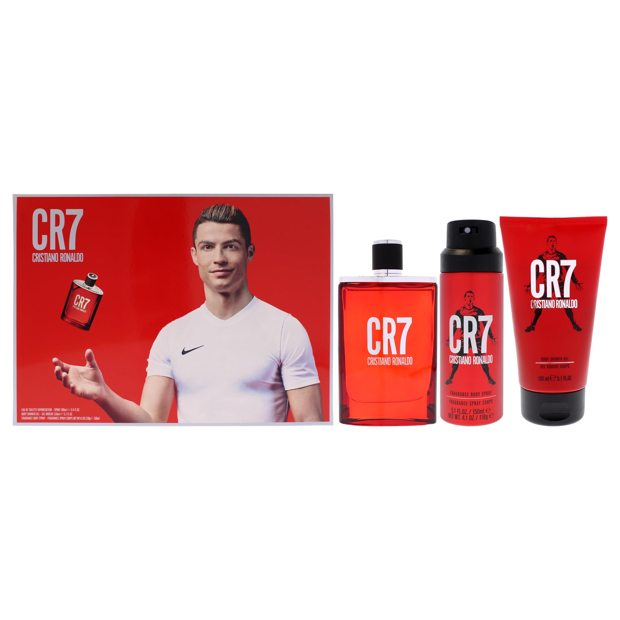 CRISTIANO RONALDO CR7(M)(H/B)(LI FREE)3PC SET(3.4oz edt sp,5.1oz Body Spray, 5.1oz Shower Gel)