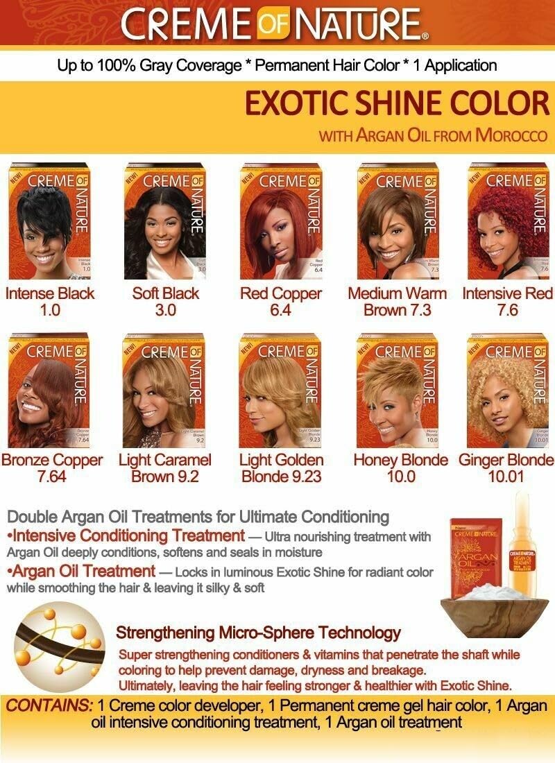 Exotic Shine Hair Color By Creme of Nature 7.6 Intensive Red With Argan Oil - Thumbnail 3
