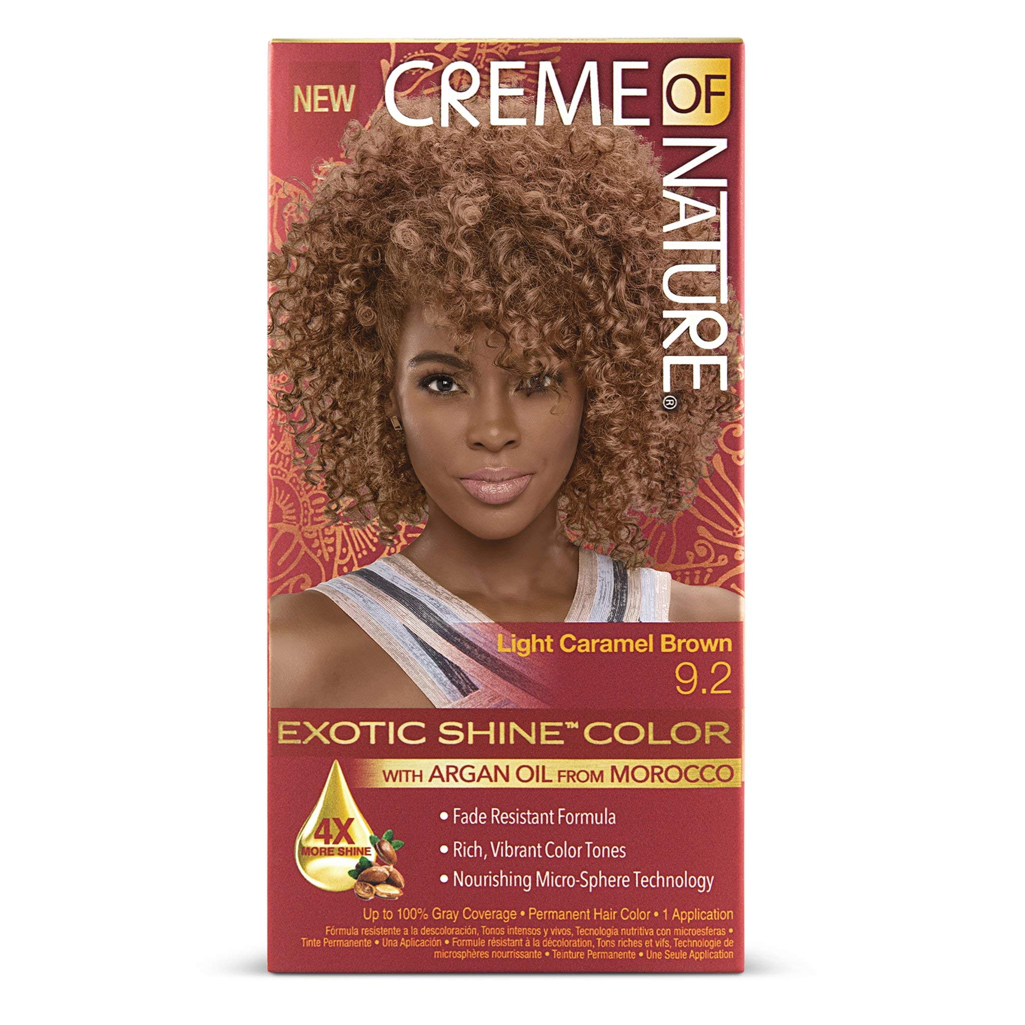 Creme of Nature Exotic Shine Hair Color 9.2 Light Caramel Brown With Argan Oil