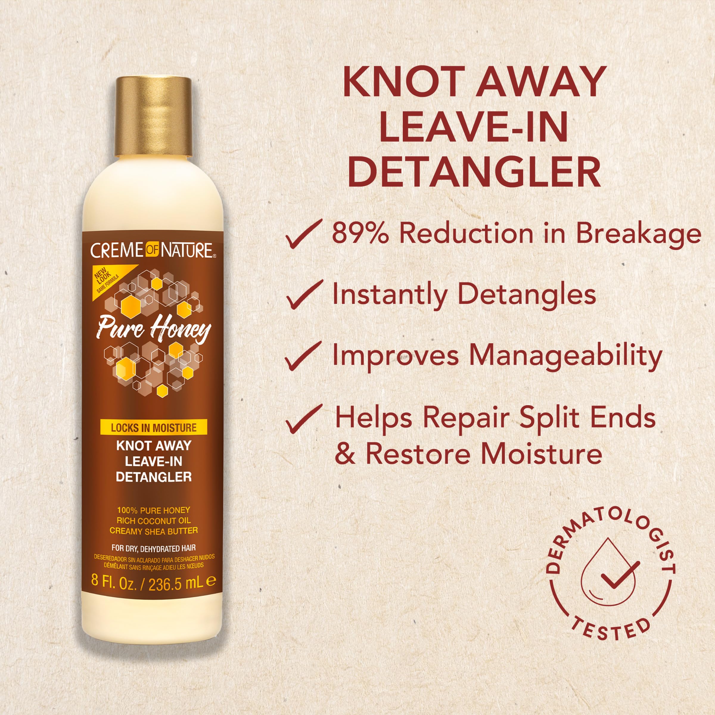 Creme of Nature Pure Honey Knot Away Leave In Detangler Instantly Detangles - Thumbnail 3