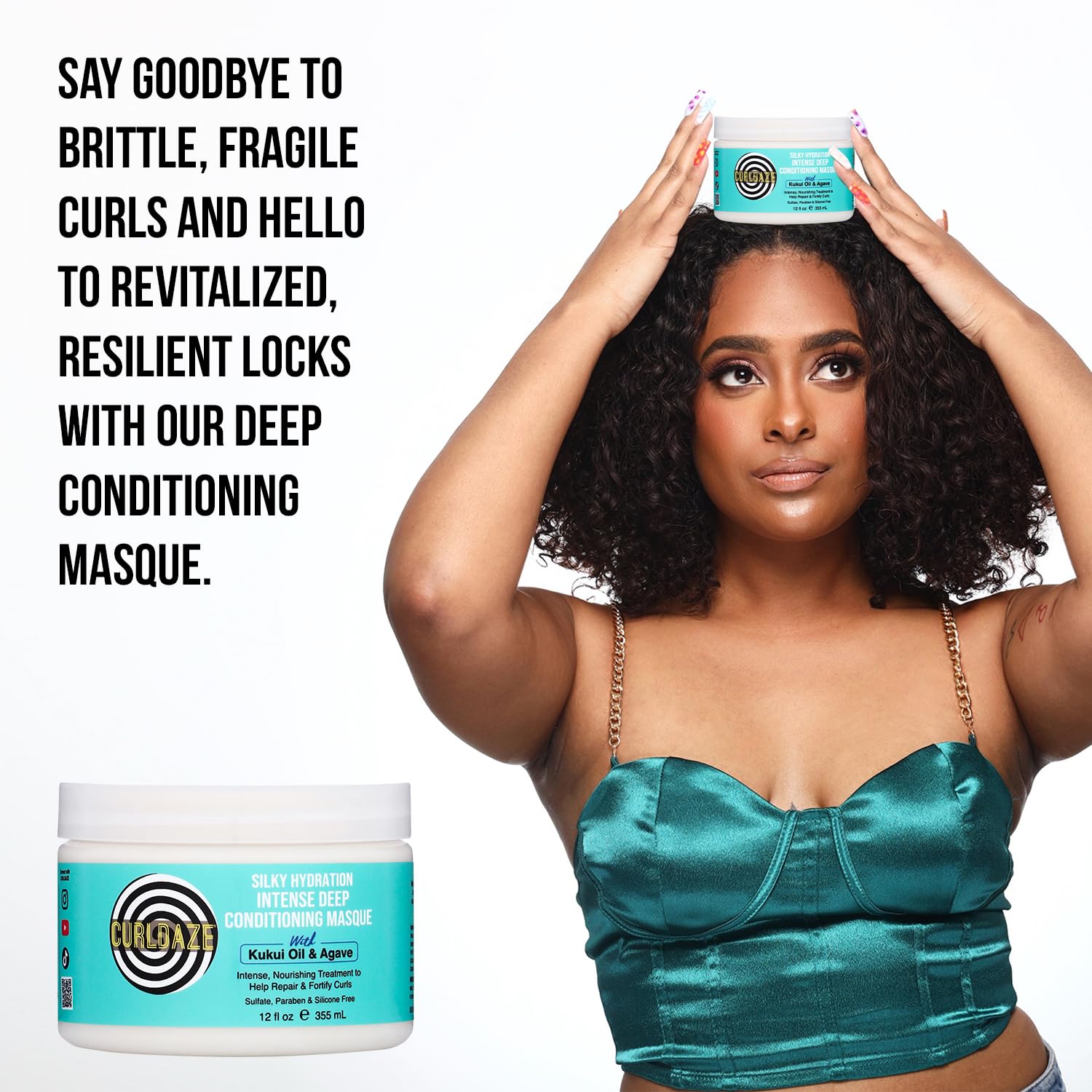 Curldaze Luxurious Intense Deep Conditioning Masque With Kukui Oil for Intense - Thumbnail 3