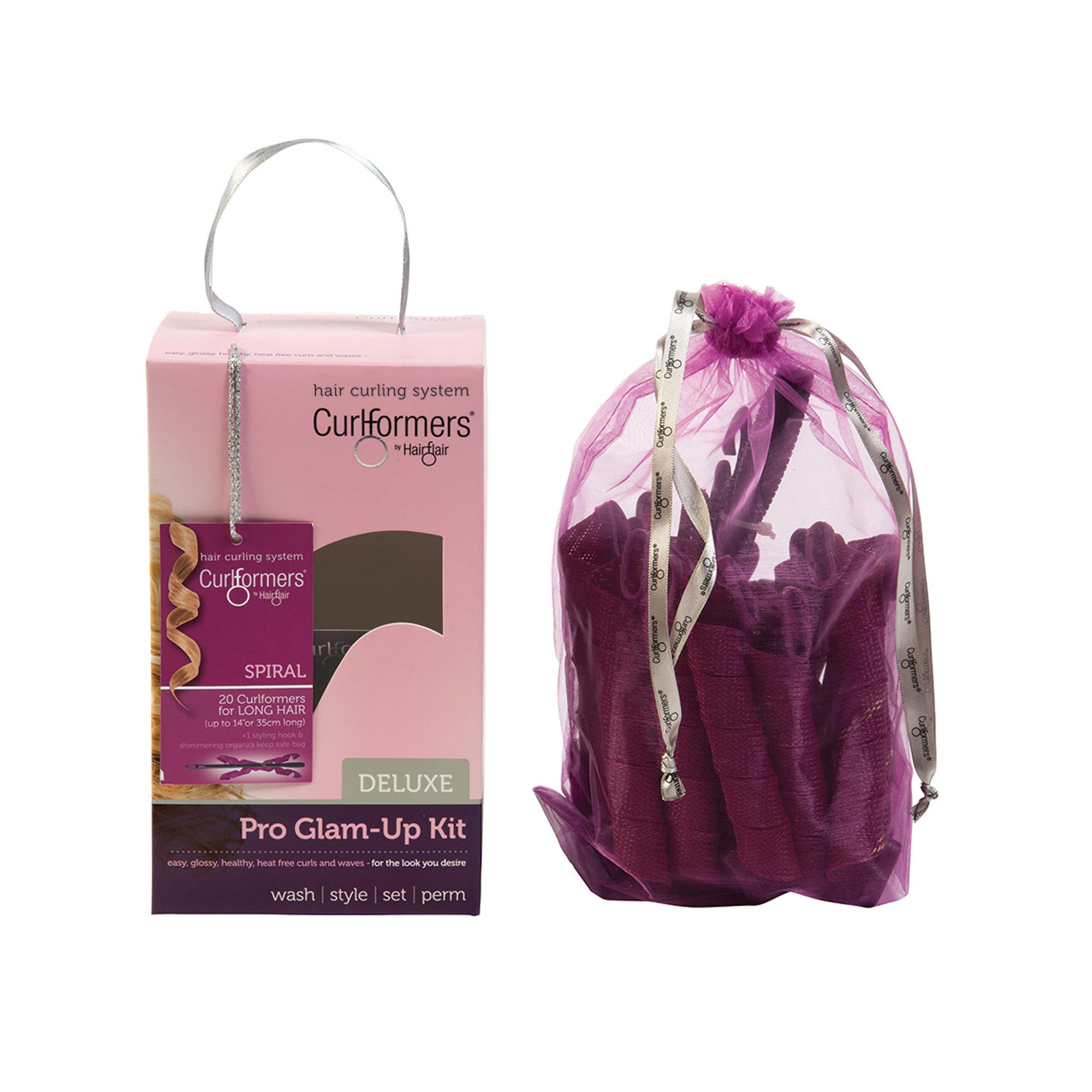 20 Spiral Heatless Hair Curlers By Curlformers Spiral Curls Deluxe Glam Up Kit - Thumbnail 2