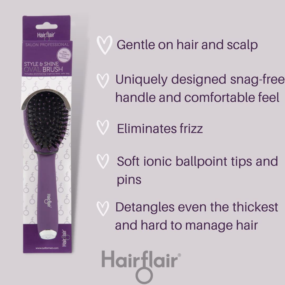 Hairflair Style Shine Styling Brush • Large Oval • No Breakage Great for All - Thumbnail 3