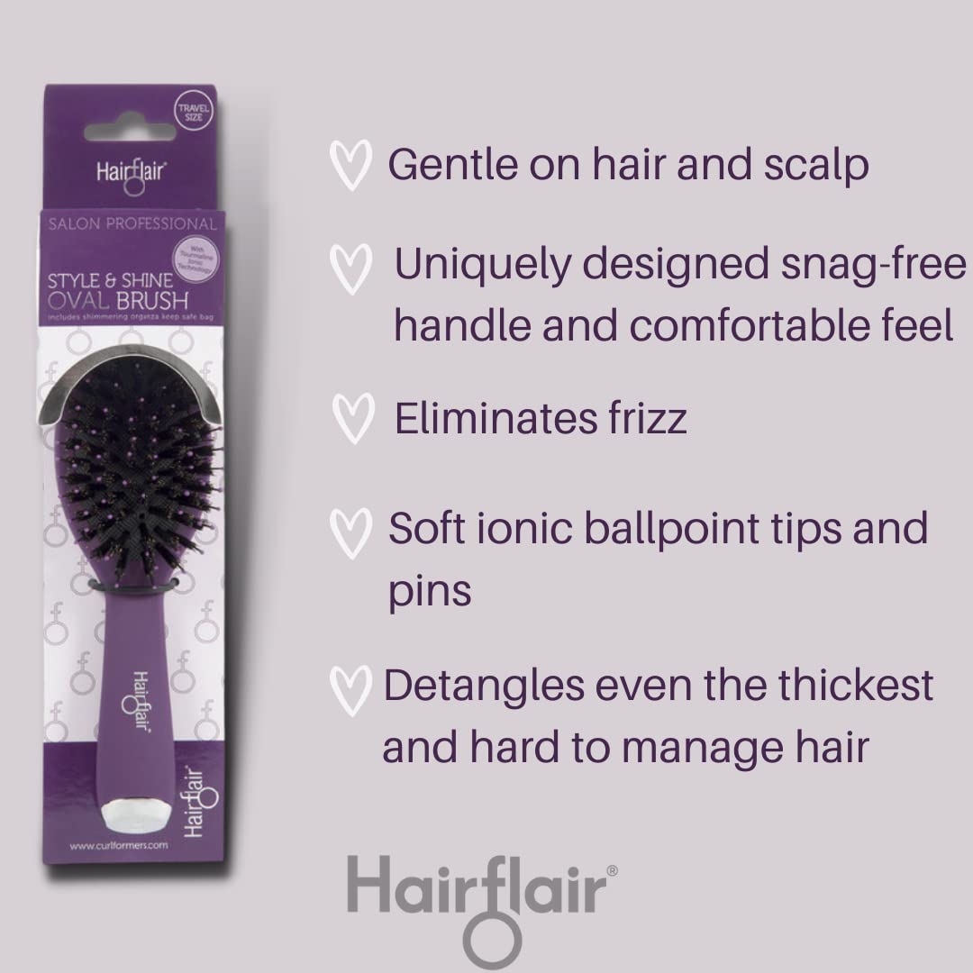 Hairflair Style Shine Styling Brush • Small Oval • No Breakage All Hair Types • - Thumbnail 3