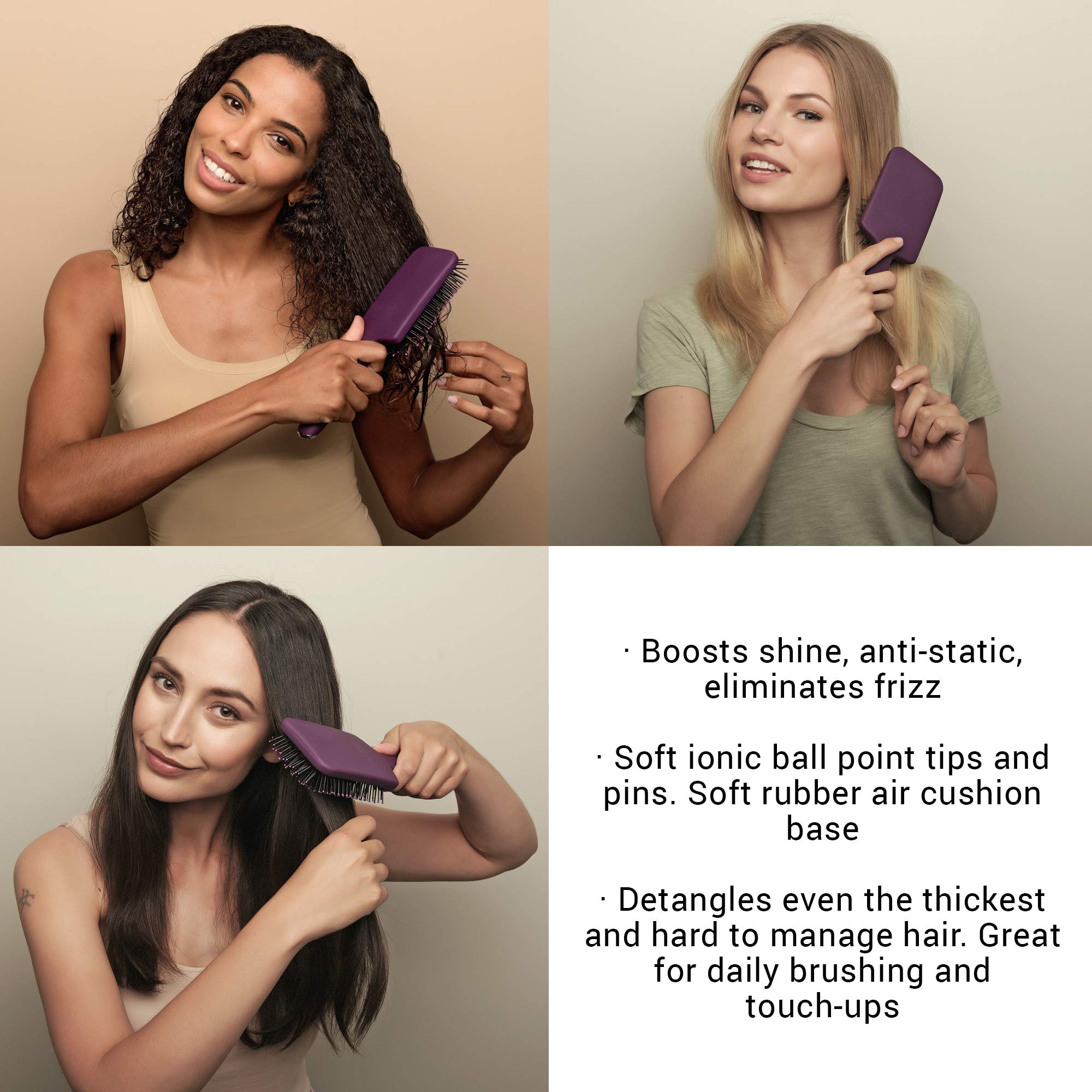 Hairflair Style Shine Styling Brush • Large Paddle • No Breakage Great for All - Thumbnail 2