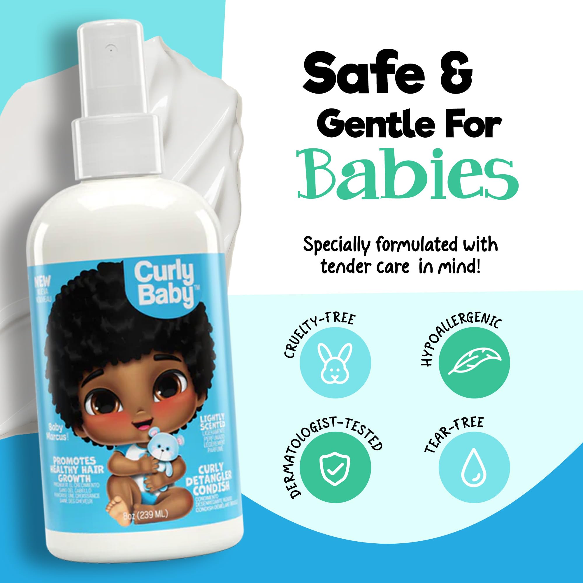 Curlybaby Curly Detangling Condish Gentle Conditioner for Babies Kids Detangles - Thumbnail 2