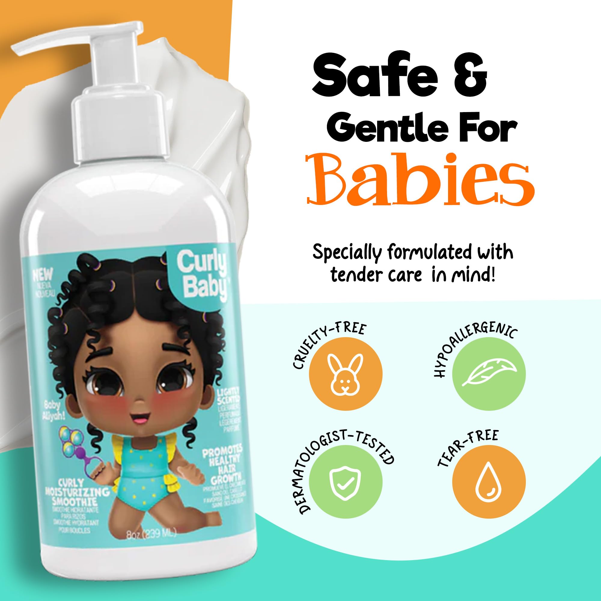 Curlybaby Curly Moisturizing Smoothie Leave In Moisturizer Conditioner for - Thumbnail 3