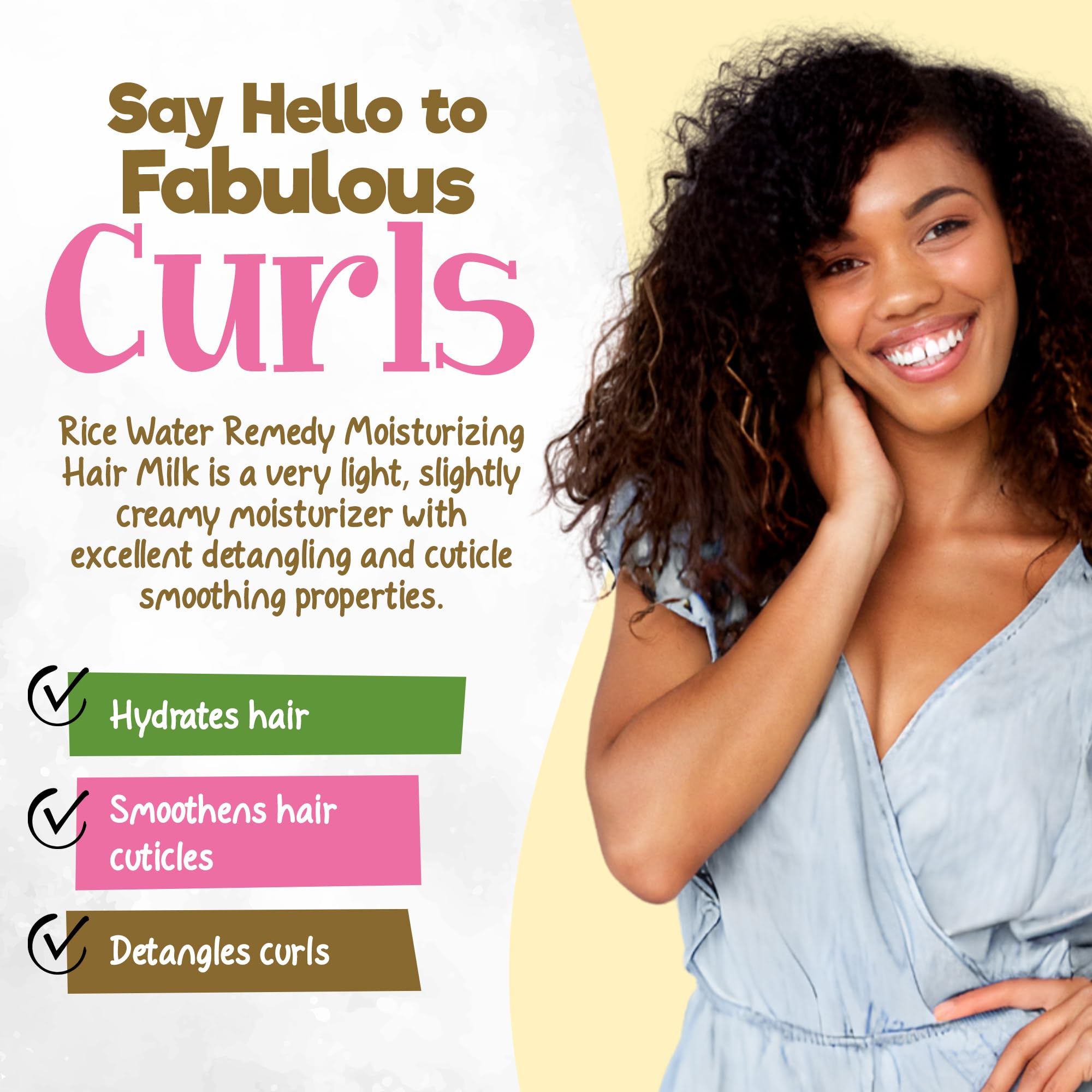 Curly Chic Rice Water Remedy Moisturizing Hair Milk Hydrates Detangles Revives - Thumbnail 2