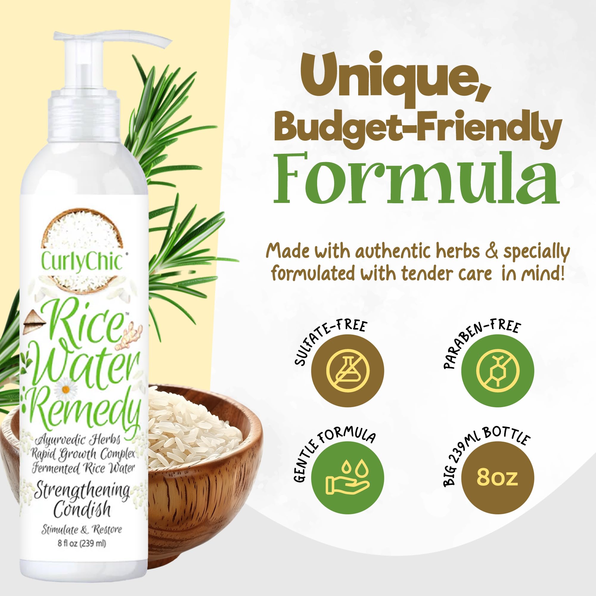 Curly Chic Rice Water Remedy Strengthening Condish Ultra Moisturizing Protein - Thumbnail 3