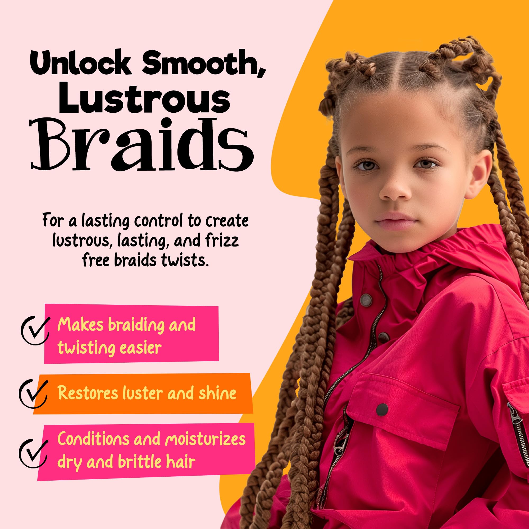 Curlykids Braiding Gel Gentle Hold Kids Hair Gel for Curly Kinky Coily Wavy