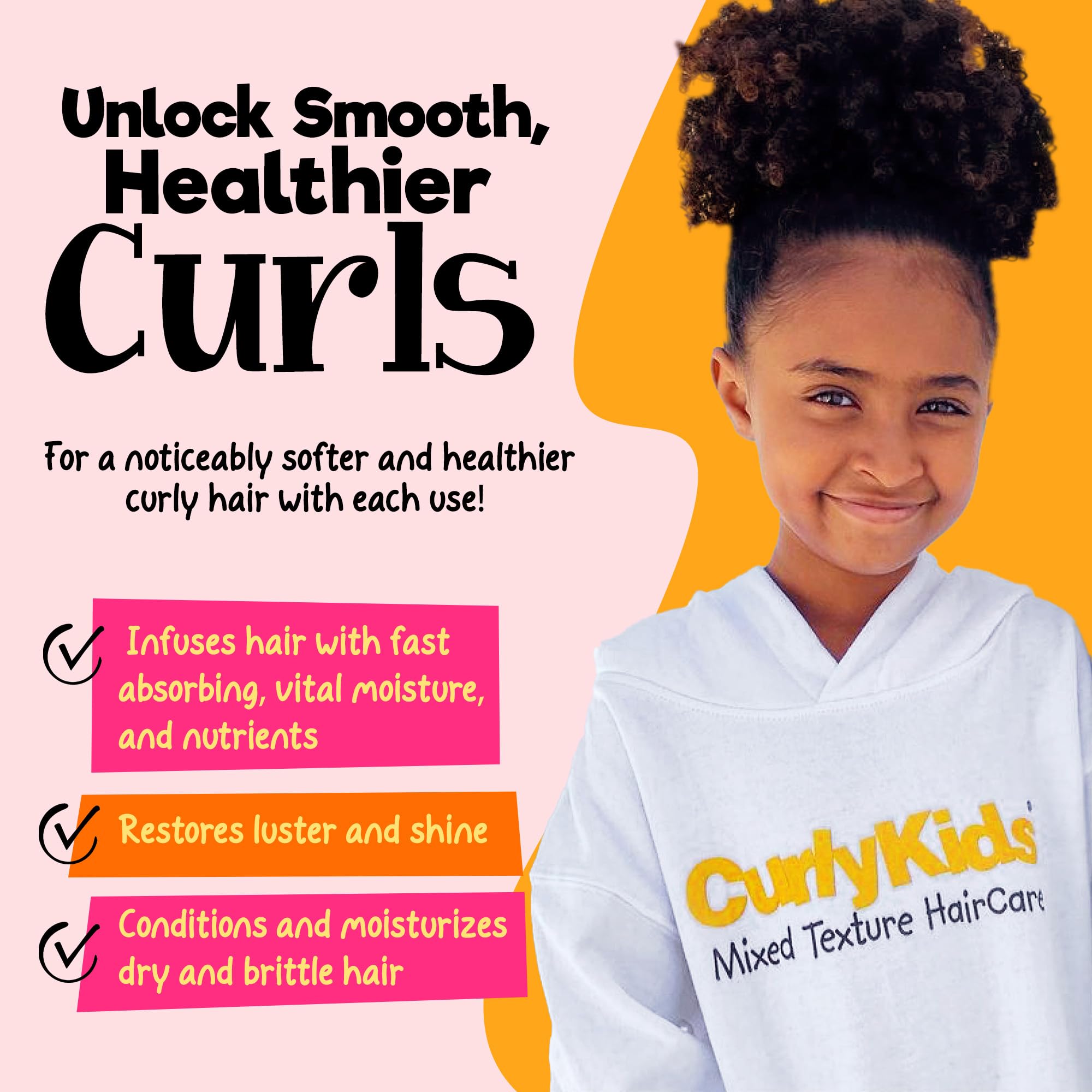 Curlykids Hair Detangler Conditioner for Kids Kinky Wavy Curly Hair Sulfate - Thumbnail 2