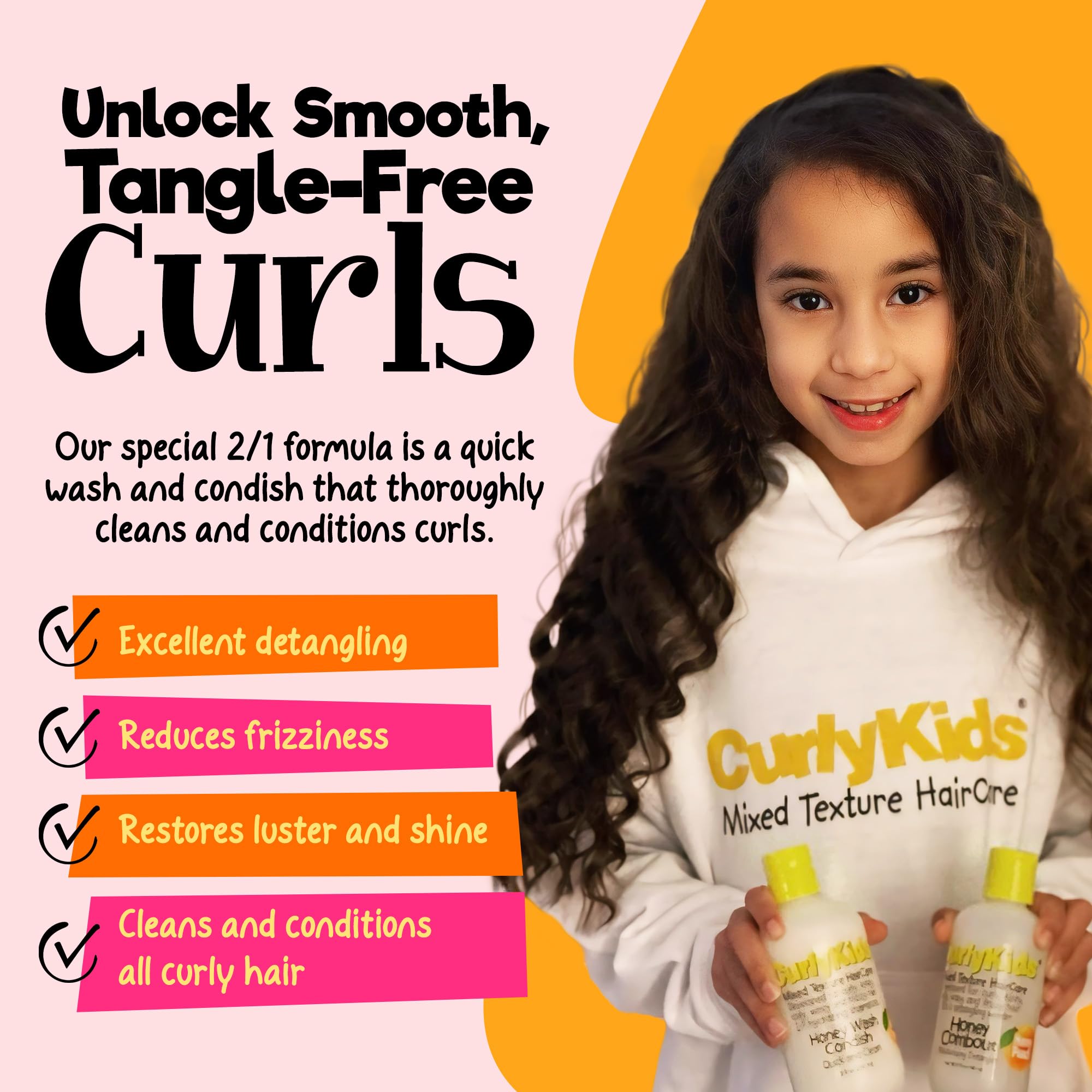 Curlykids Honey Wash Condish 2 In 1 Hydrating Shampoo Conditioner for Kids - Thumbnail 2