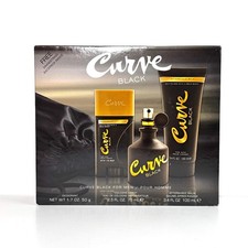 CURVE BLACK(M)(H/B)(S/T)4PC SET(2.5oz EDC SP,3.4oz After Shave Balm,1.7oz Deo,Drawstring BackPack)