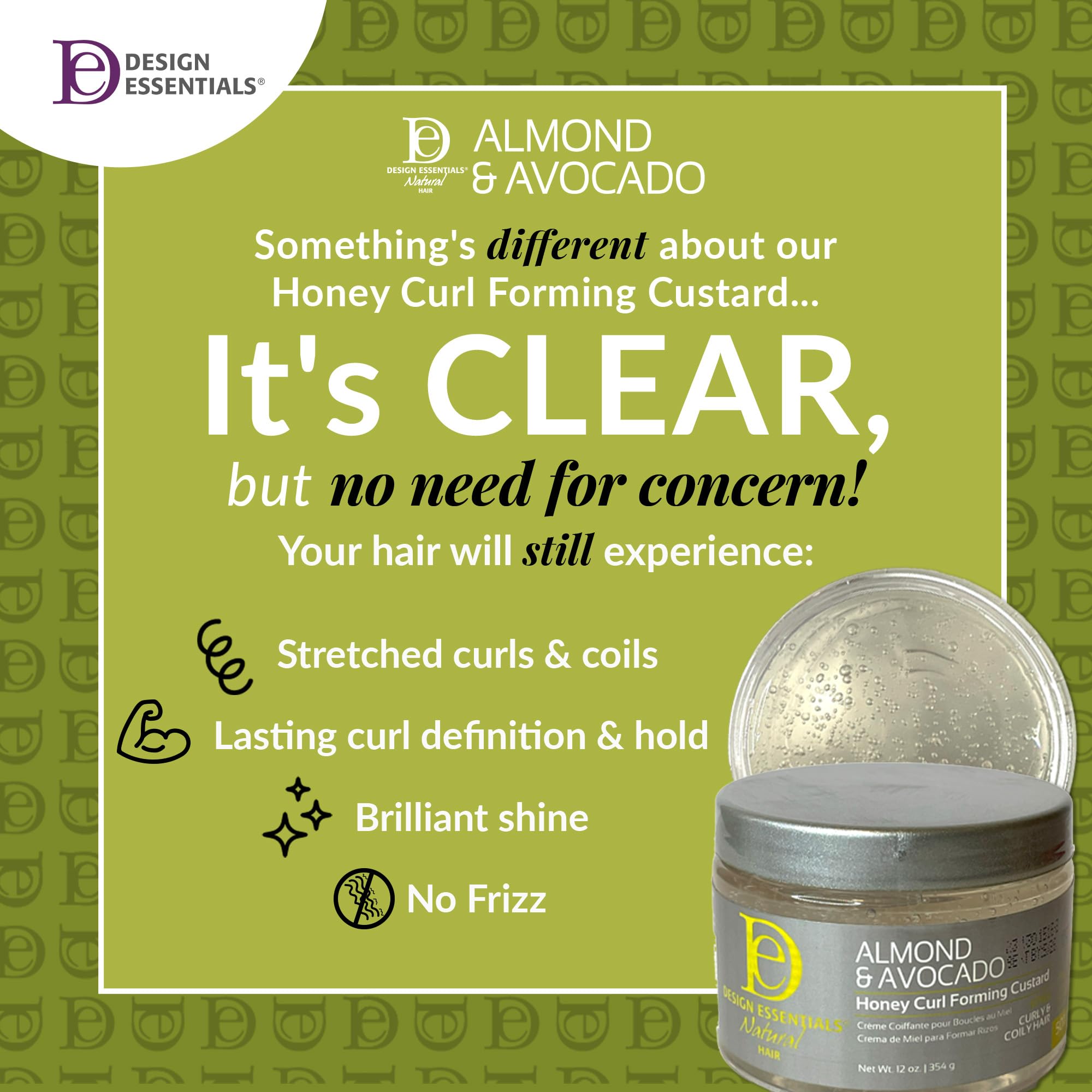 Design Essentials Almond Avocado Honey Curl Forming Custard Defines Curls