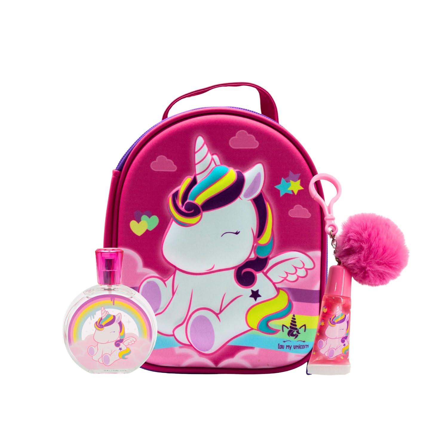 [Set] Eau My Unicorn 3.4 L +lipgloss +pompom Keychain + Zip Case Spain 4pcs Bybox EDT