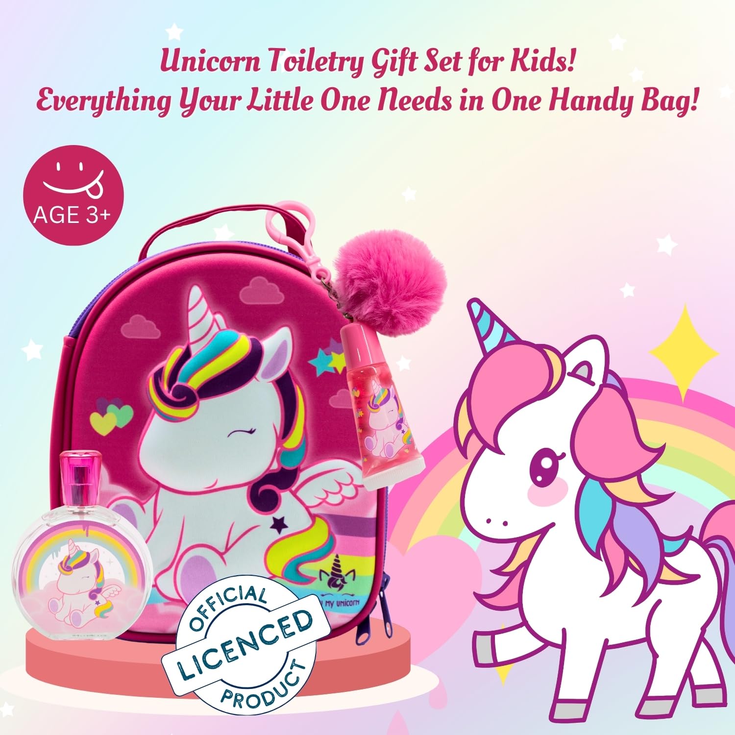 [Set] Eau My Unicorn 3.4 L +lipgloss +pompom Keychain + Zip Case Spain 4pcs Bybox EDT - Thumbnail 2