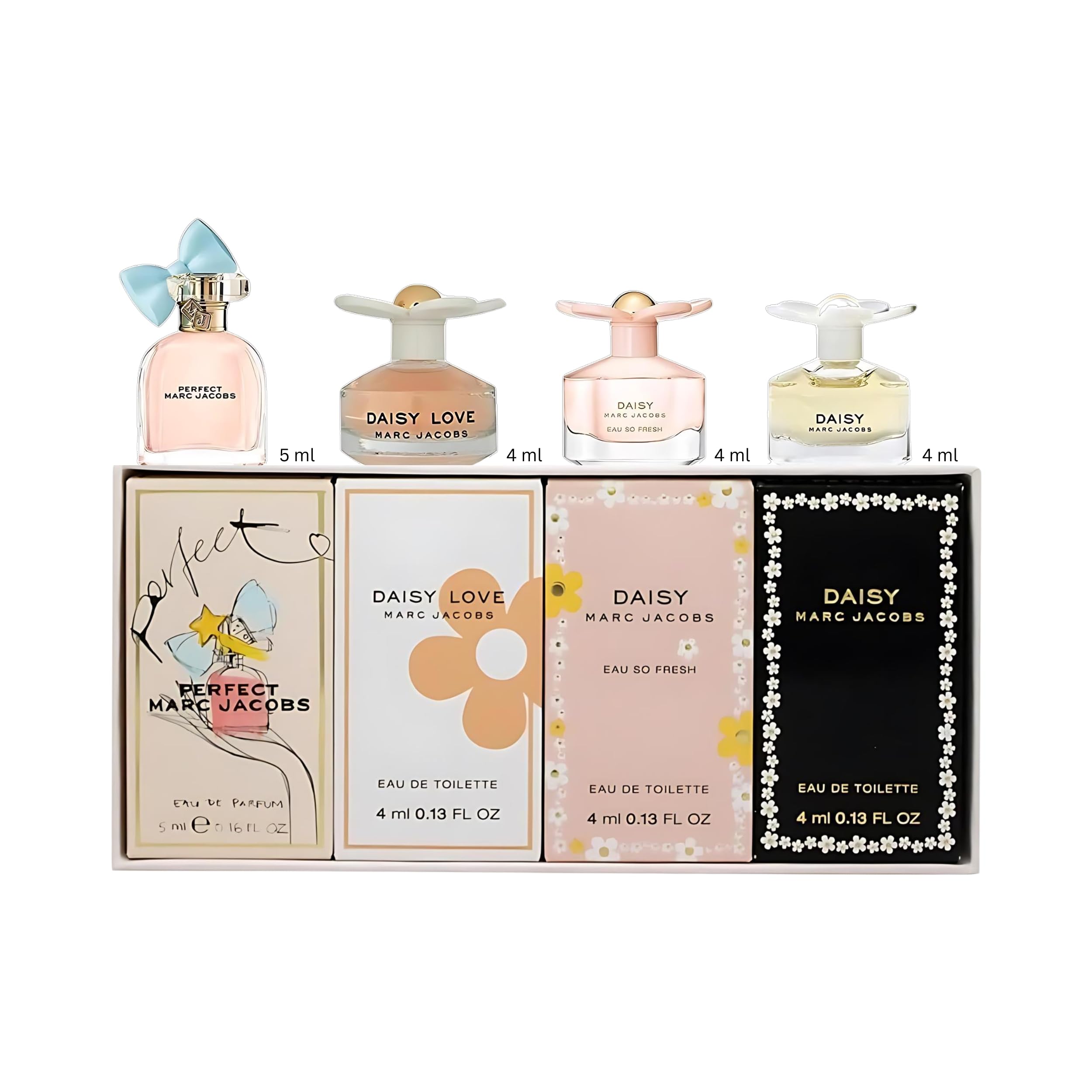 DAISY MARC JACOBS(W)4PC MINI SET(4 ML SPL X WILD EDT,EAU SO FRESH EDT,DAISY EDP,PERFECT EDP 5ML)