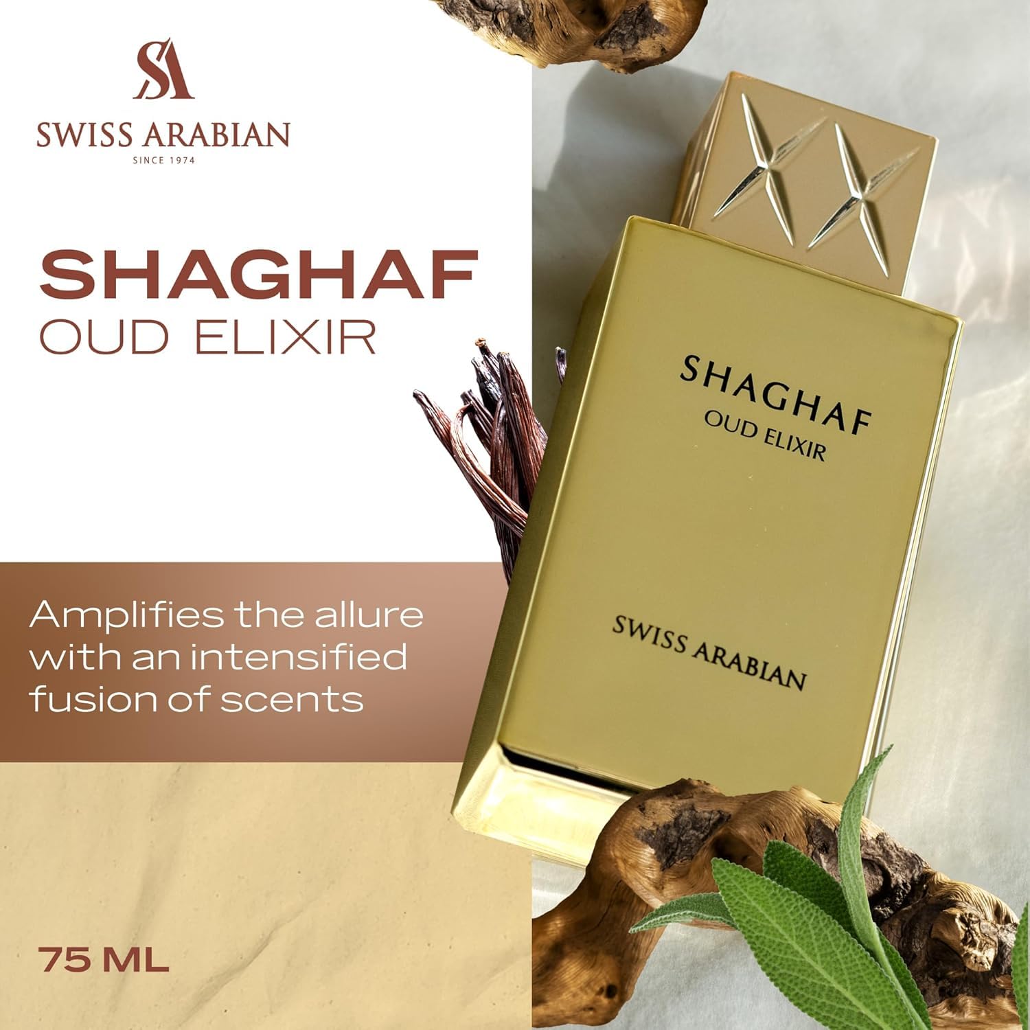 Swiss Shaghaf Oud Elixir Oud Gourmand Amber Notes of Saffron and Men For Women - Thumbnail 3