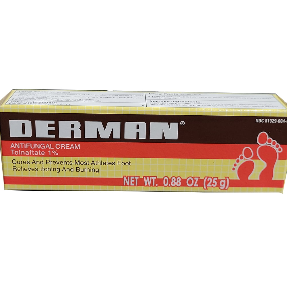 Derman Antifungal Cream. Athlete's Foot Ringworm and Jock Itch Treatment. Stops