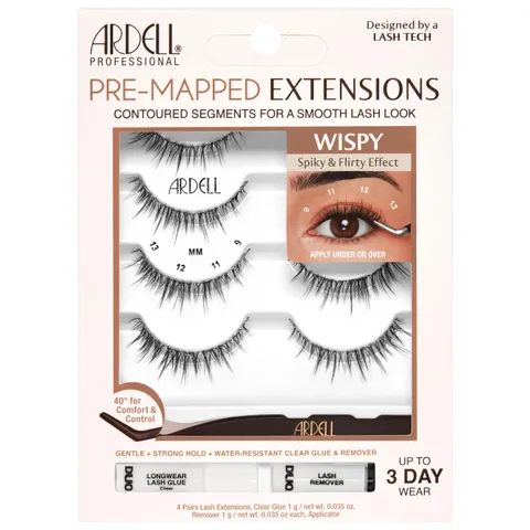 Ardell Pre Mapped Eyelash Extensions Kit False Lashes Wispy Reusable Segmented