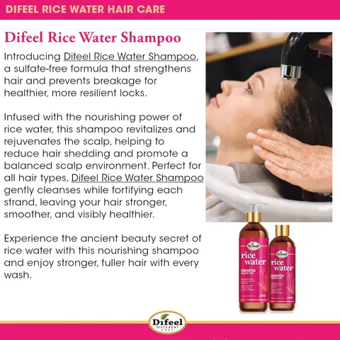 Difeel Rice Water Shampoo . Strengthening Sulfate Free Shampoo for All Hair