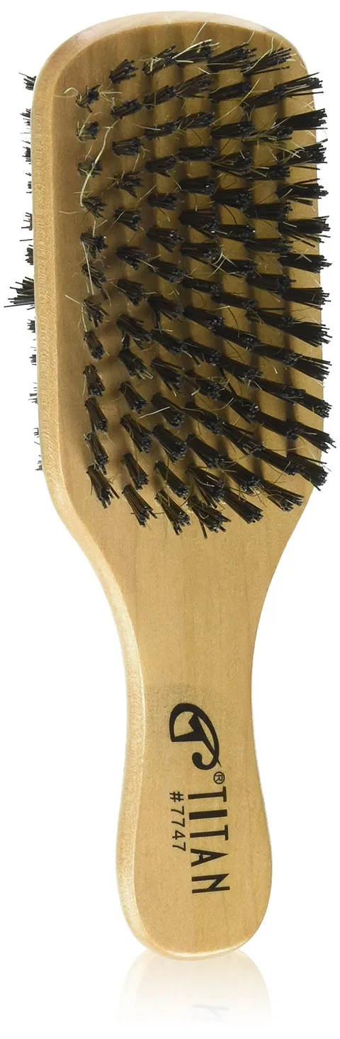 Double Sided Hair Brush Soft Hard Natural Boar Bristles Wooden Handle Wave