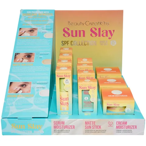 (18-pack) Beauty Creations - Sun Slay SPF 50 Skincare Set, Matte Sun Stick, Serum and Cream Moisturizer, Lifesaver Case, 3-Piece Set
