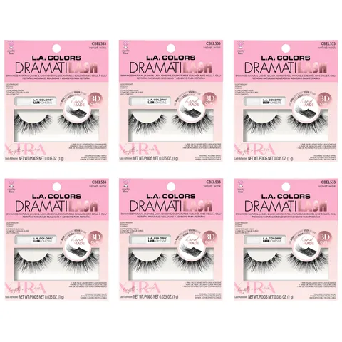 (6-pack) Luxe Mink Effect False Lashes with Adhesive by LA Colors