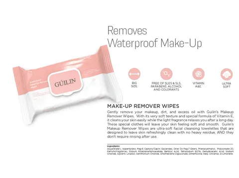 (24-pack) Guilin - Dermatology Tested Waterproof Premium Makeup Remover Wipes - Gentle Hydrating Effective Makeup Removal - Pack of 40