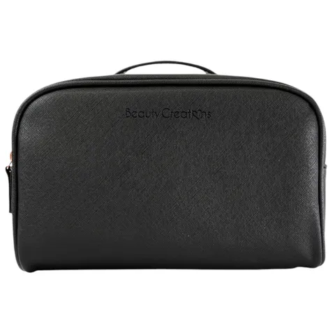 (4-pack) Beauty Creations Big Cosmetic Bag Double Zipper Black