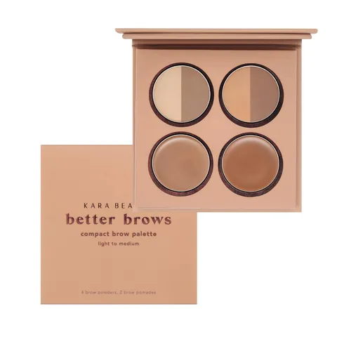 (12-pack) KARA BEAUTY Better Brows Mini Eyebrow Palette in Light to Medium | Compact Brow Palette with Smooth Brow Powder | Waterproof Eyebrow Makeup Kit for Defined Natural Brows Long Lasting Brow Makeup