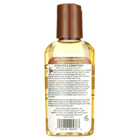 Hollywood Beauty Jojoba Hair Oil Light Non Greasy Hydrates Conditions Hair Anti