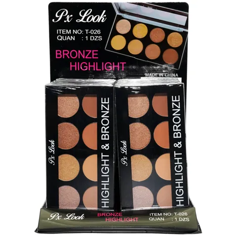 (12-pack) Bronze Highlighter and Bronzer Palette by Prolux Cosmetics