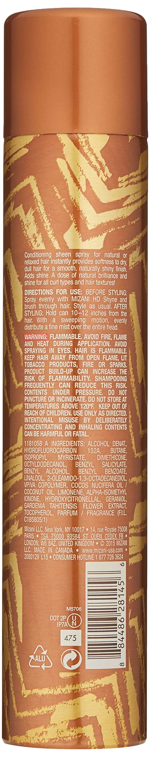 Mizani Hd Shyne Lightweight Hairspray Weightless Oil Free Formula Shine
