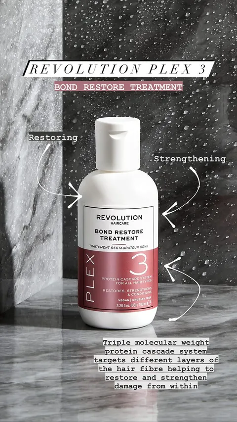 (6-pack) Revolution Haircare Plex 3 Bond Restore Treatment,, White, 100 ml (Pack of 1) (1454933)