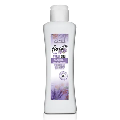 Salerm Purple Shampoo Biokera Fresh Ultra Violet Shot Shampoo for Blonde Gray