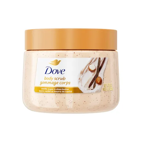 Dove Vanilla Sugar Shea Butter Body Scrub Exfoliates and Deeply Nourishes for