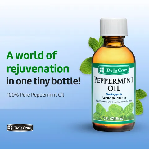 De la Cruz Peppermint Essential Oil 100% Peppermint Oil for Aromatherapy Steam