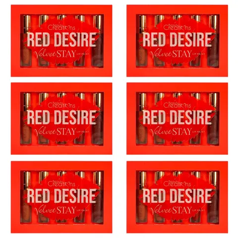 (6-pack) Beauty Creations Velvet Stay Lip Paint Red Desire (Set)