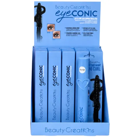 (23-pack) Beauty Creations - Eyeconic Lift and Curl Waterproof Mascara, Silicone Wand, Peptide and Vitamin E, 6.5 g, 0.23 oz